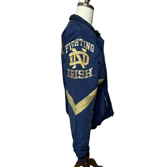 Vintage Notre Dame Starter Jacket Mens Large Blue Gold Quilted Fighting Irish - Picture 5 of 12